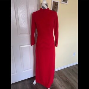Vintage Stunning Long Sleeve Red Dress, 60s 70s